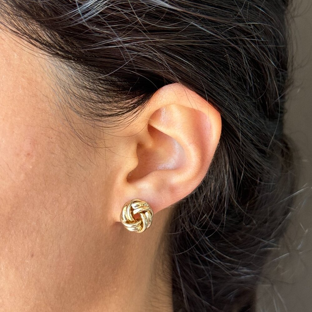 Gold Stud Knot Statement Earrings